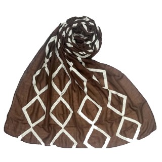 Designer zic zac grid Hijab- Brown